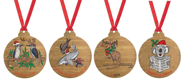 Set of 4 Australian Christmas Decorations