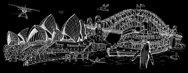 Large Canvas Prints: Sydney Harbour (bw)