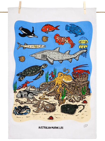 Australian Marine Life Tea Towel