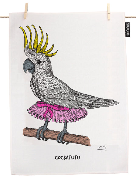 Australian Cockatutu Tea Towel: BACK IN STOCK LATE OCTOBER