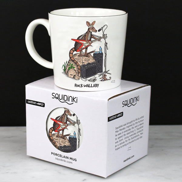 Porcelain Mug: Rock Wallaby & Diving Platypus