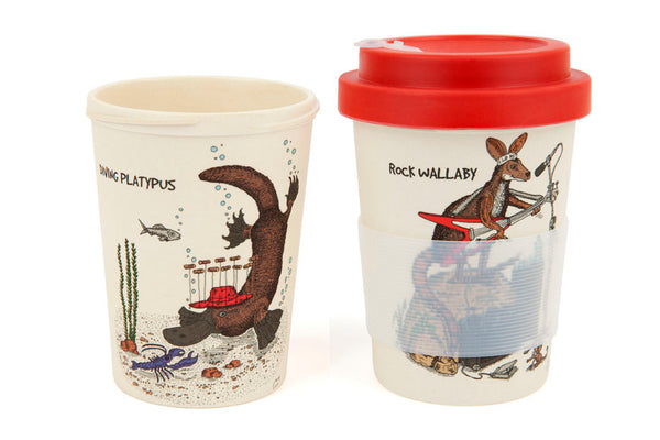 Eco-Bamboo fibre Keep Cup: Rock Wallaby & Diving Platypus