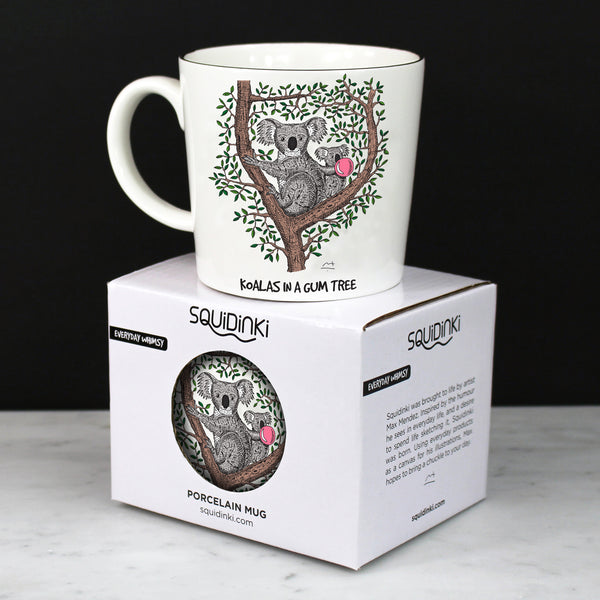 Porcelain Mug: Koalas in a Gum Tree, Wombat & Robin DUE BACK IN STOCK NOVEMBER