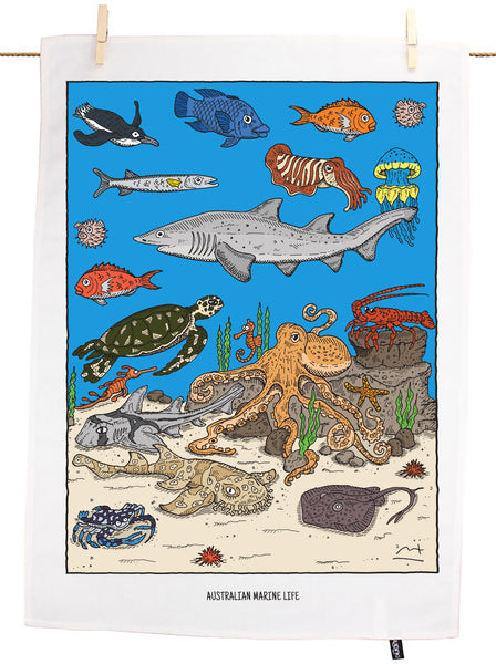 Australian Marine Life Tea Towel