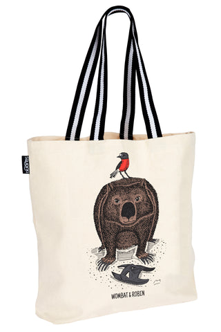 Cotton Tote Bag: Wombat & Robin
