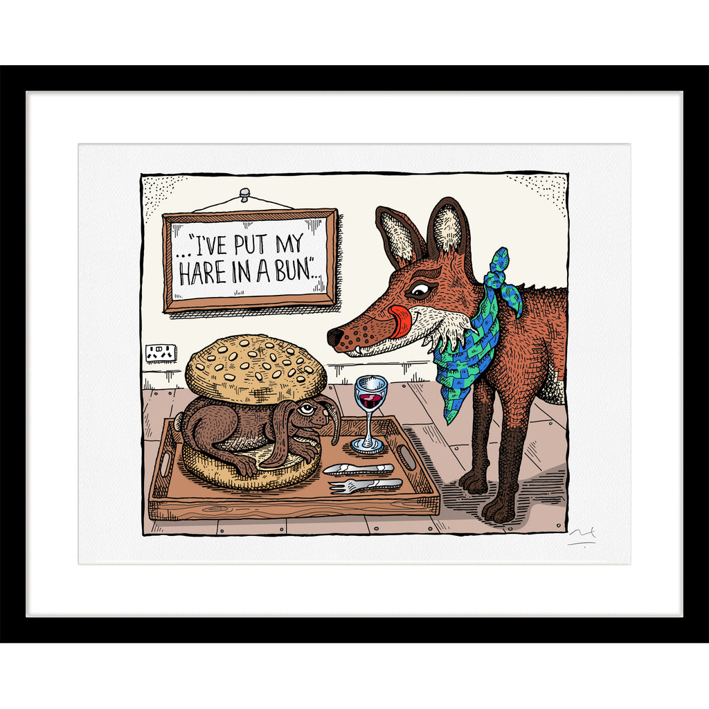Limited Edition Art Print: I put my hare in a bun