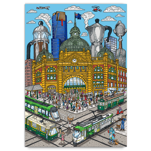 Large Canvas Print: Flinders St Station, Melbourne