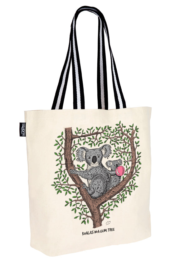 Cotton Tote Bag: Koalas in a gum tree – Squidinki