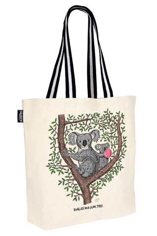 Cotton Tote Bag: Koalas in a gum tree