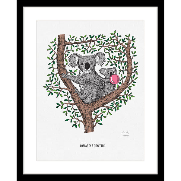 Fine Art Print: Koalas in a Gum Tree