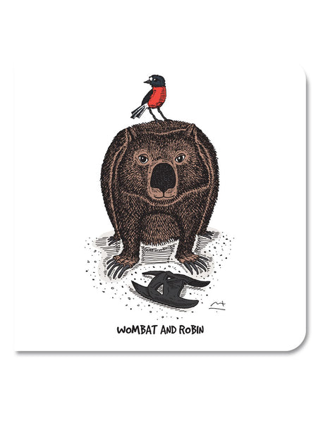 Greeting Card: Wombat & robin